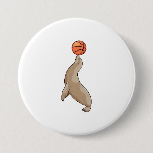 Sluiten met Basketball Ronde Button 7,6 Cm (Voorkant)