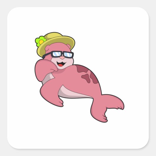 Sluiten met Glasses.PNG Vierkante Sticker (Voorkant)