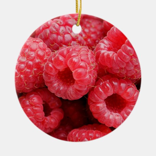 Sluiten Raspberry Background Texture Raspberries Keramisch Ornament (Voorkant)