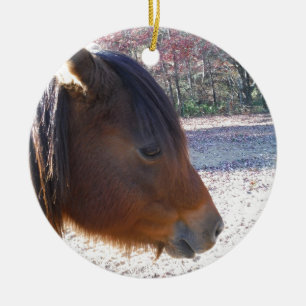 Sluiten van bruin paard, Little Brown Pony Keramisch Ornament