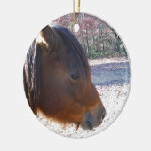 Sluiten van bruin paard, Little Brown Pony Keramisch Ornament (Links)