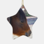Sluiten van bruin paard, Little Brown Pony Keramisch Ornament (Rechts)