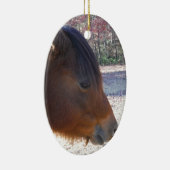 Sluiten van bruin paard, Little Brown Pony Keramisch Ornament (Rechts)