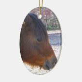 Sluiten van bruin paard, Little Brown Pony Keramisch Ornament (Links)