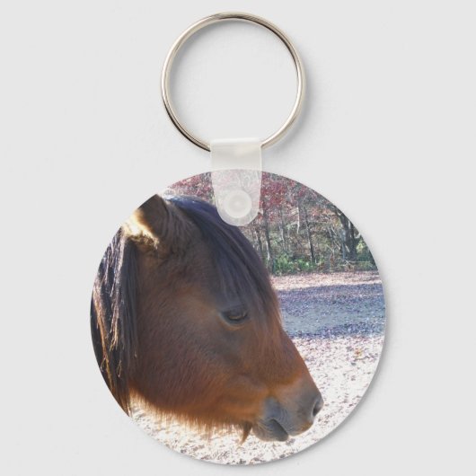 Sluiten van bruin paard, Little Brown Pony Sleutelhanger (Voorkant)
