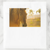Sluiten van bruine paarden rechthoekige sticker (Tas)