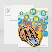 Sluiten van de hand op computermuis briefkaart (Voorkant / Achterkant)
