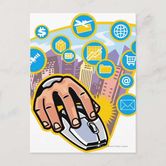 Sluiten van de hand op computermuis briefkaart (Voorkant)