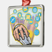 Sluiten van de hand op computermuis metalen ornament (Links)