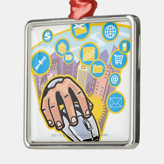 Sluiten van de hand op computermuis metalen ornament (Links)