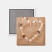 Sluiten van de hartvorm van schelpen op zand magneet (Voorkant / Achterkant)