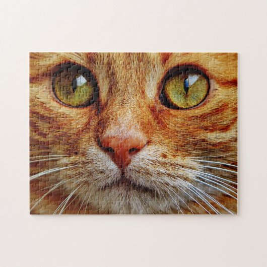 Sluiten van de Oranje Tabby Cat Eyes Legpuzzel (Horizontaal)