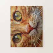 Sluiten van de Oranje Tabby Cat Eyes Legpuzzel (Verticaal)