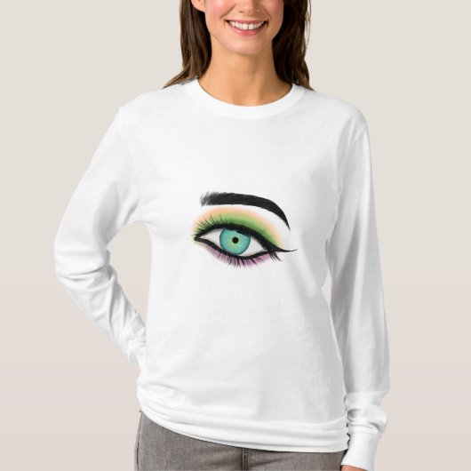 Sluiten van een groen oog t-shirt (Voorkant)