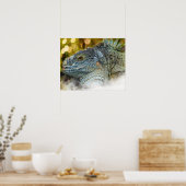Sluiten van een grote, scalygreen Iguana hagedis Poster (Keuken)