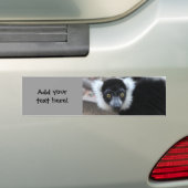 Sluiten van een zwarte en witte rode Lemur Bumpersticker (Op auto)