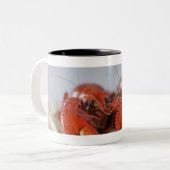 Sluiten van krab op stokken tweekleurige koffiemok (Voorkant links)