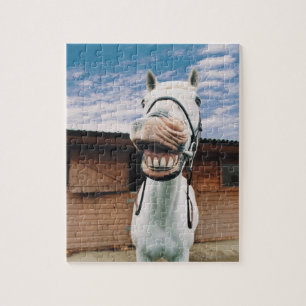 Sluiten van paarden met mond-open legpuzzel