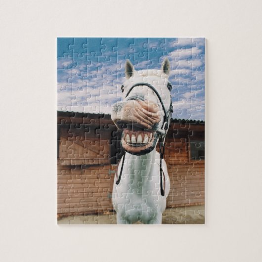 Sluiten van paarden met mond-open legpuzzel (Verticaal)