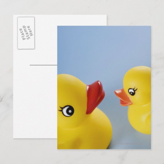 Sluiten van twee rubbereenden briefkaart (Voorkant / Achterkant)