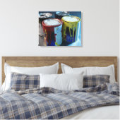 Sluiten van vier verfblikjes canvas afdruk (Insitu (Slaapkamer))