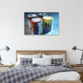 Sluiten van vier verfblikjes canvas afdruk (Insitu (Slaapkamer))