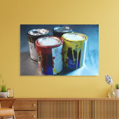 Sluiten van vier verfblikjes canvas afdruk (Insitu (Woonkamer))