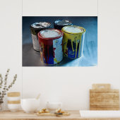 Sluiten van vier verfblikjes poster (Keuken)