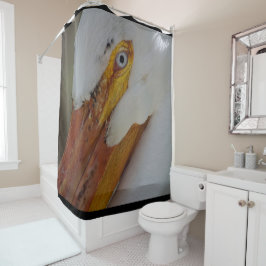 Sluiten van White Pelican met Blue Eye Douchegordijn