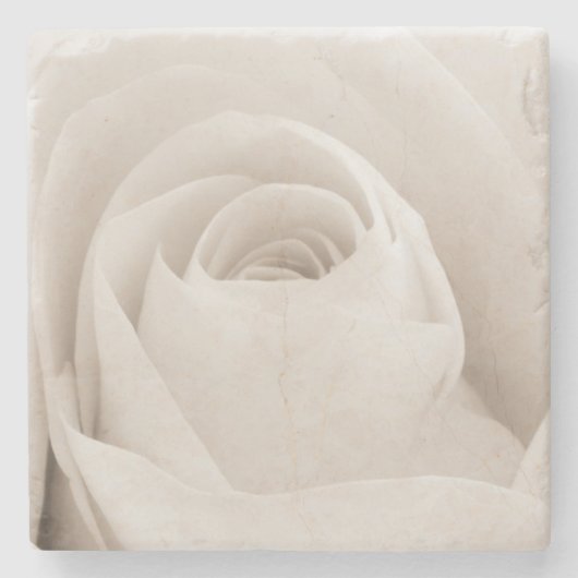 Sluiten van White Rose Petals Stenen Onderzetter (Voorkant)