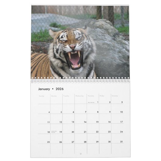 Sluiten van wilde dierengezichten in 2014 kalender (Jan 2026)