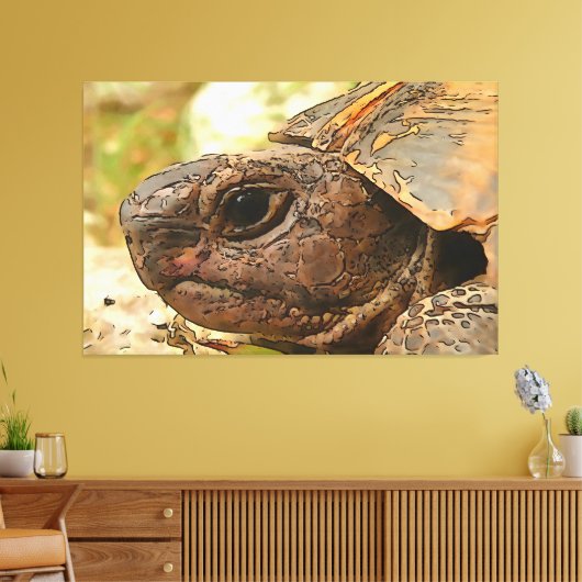 Sluiten zijportret van een Turkse schildpad Canvas Afdruk (Insitu (Woonkamer))