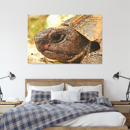 Sluiten zijportret van een Turkse schildpad Canvas Afdruk (Insitu (Slaapkamer))