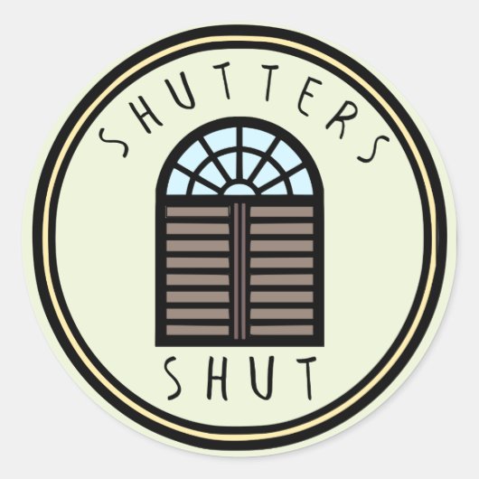 Sluiters. Ronde Sticker (Voorkant)