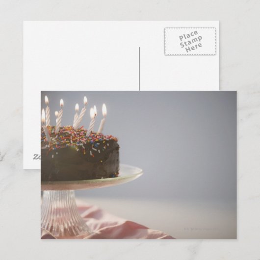 Sluiting chocoladetaart met kaarsen briefkaart (Voorkant / Achterkant)