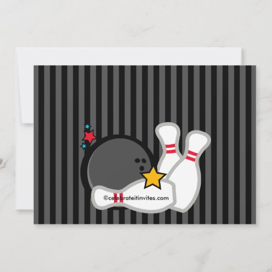 Sluiting Fun Bowling Birthday Party Invitation Kaart (Achterkant)