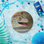 Sluiting portret van Tokay gecko in TulaZoo Papieren Bordje (Feest)