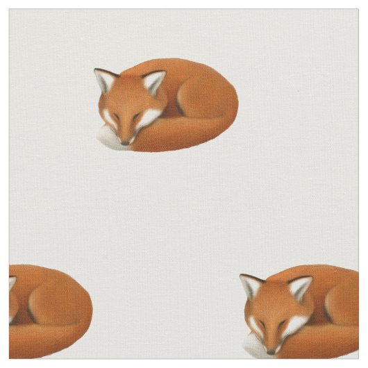 Sluiting Red Fox Wildlife Cotton Fabric. Stof (Close Up)