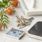 Sluiting Siberian Husky met Blue Eyes Sleutelhanger (Zijkant)