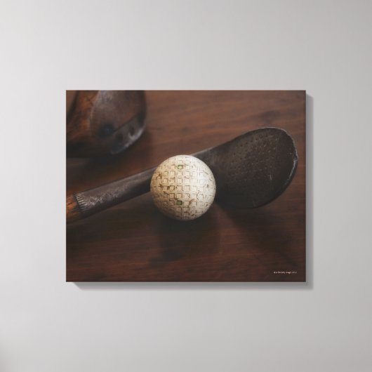 Sluiting van antiek golfclubs en golfbal canvas afdruk (Voorkant)