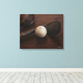 Sluiting van antiek golfclubs en golfbal canvas afdruk (Insitu (Houten vloer))