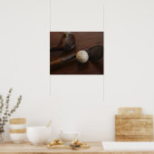 Sluiting van antiek golfclubs en golfbal poster (Keuken)