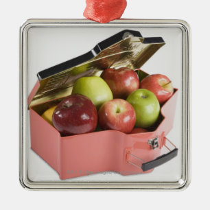 Sluiting van appelen in een doos metalen ornament