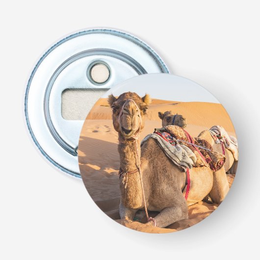 Sluiting van Camel in de woestijn van Oman Button Flesopener (Voorkant)