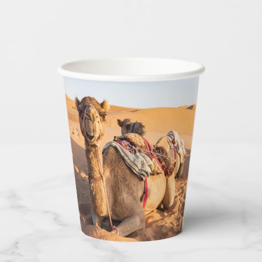 Sluiting van Camel in de woestijn van Oman Papieren Bekers (Achterkant)