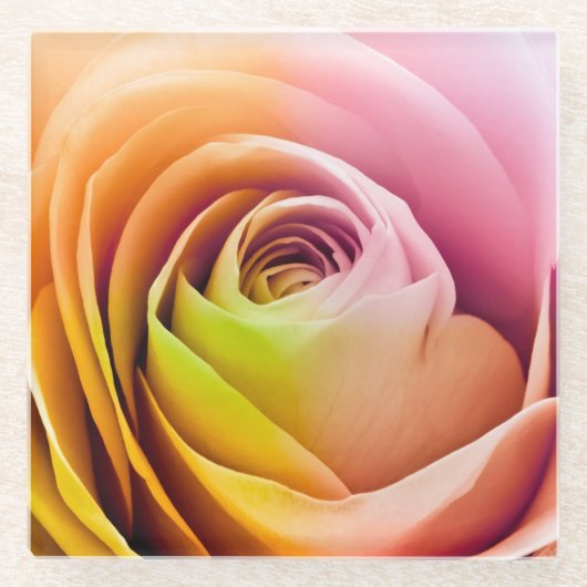 Sluiting van Colorful Roos Petals Glazen Onderzetter (Voorkant)