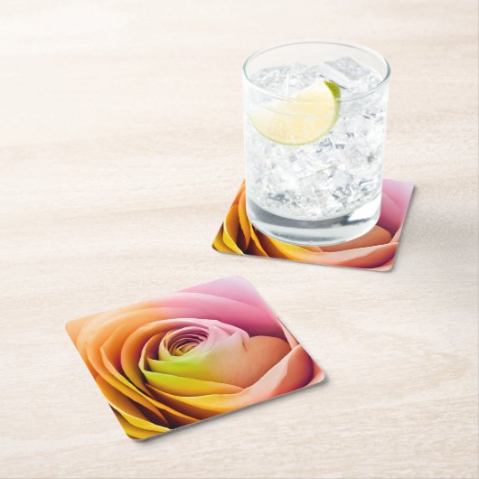 Sluiting van Colorful Roos Petals Kartonnen Onderzetters (Insitu)