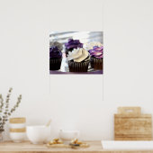 Sluiting van cupcakes met selectieve focus op poster (Keuken)