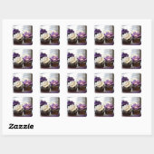 Sluiting van cupcakes met selectieve focus op vierkante sticker (Vel)