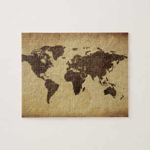 Sluiting van de antiek wereldkaart 3 legpuzzel